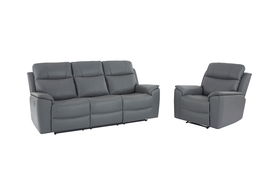 RC-2424 Faux Leather Manual Dual-Sided Recliner Sofa Attached Cushions