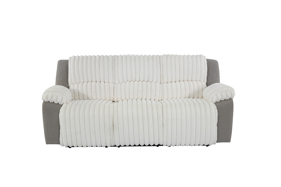 RC-2491 Faux Fur with Sherpa Manual Dual-Sided Recliner Three Seater Couch