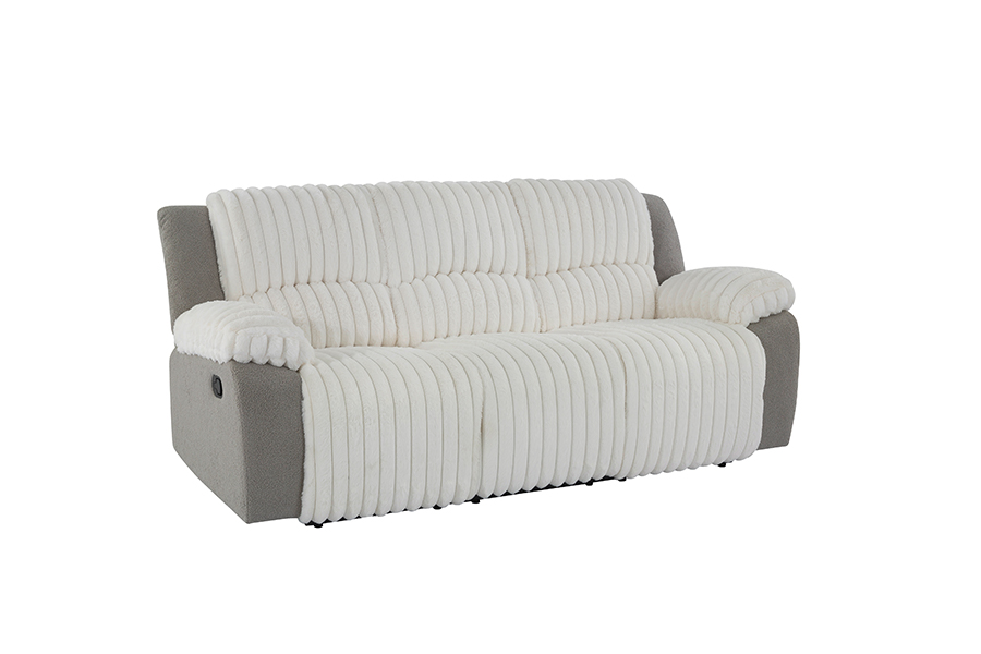 RC-2491 Faux Fur with Sherpa Manual Dual-Sided Recliner Three Seater Couch
