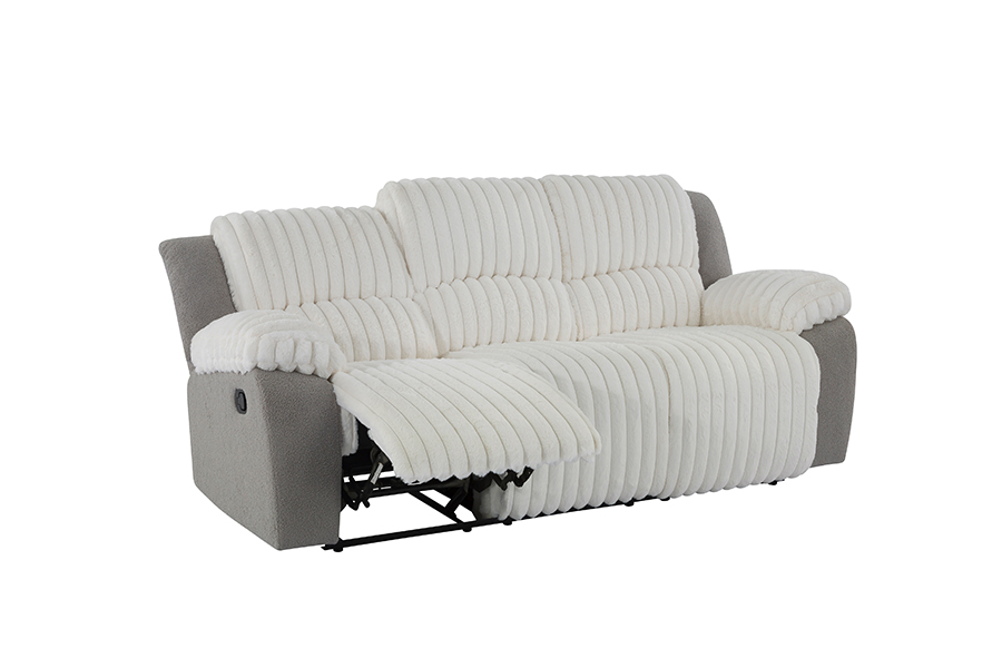 RC-2491 Faux Fur with Sherpa Manual Dual-Sided Recliner Three Seater Couch