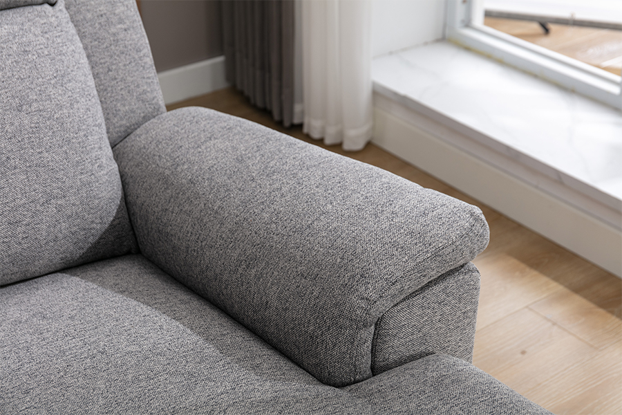 RC-7088 Thick Polyester Fabric Manual Reclining Sectional Sofa with Chaise Armrests and Cushions