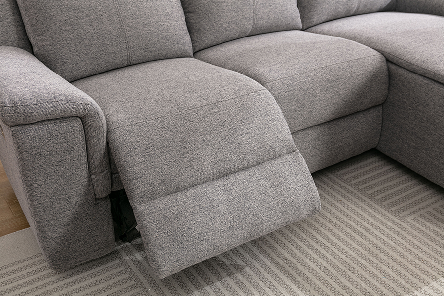 RC-7088 Thick Polyester Fabric Manual Reclining Sectional Sofa with Chaise Armrests and Cushions