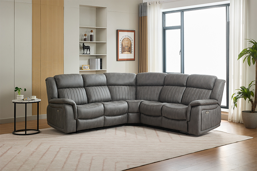 RC-7756 Living Room Power Reclining Sectional Sofa with Invisible Charger Socket