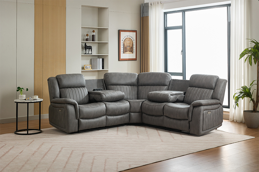 RC-7756 Living Room Power Reclining Sectional Sofa with Invisible Charger Socket