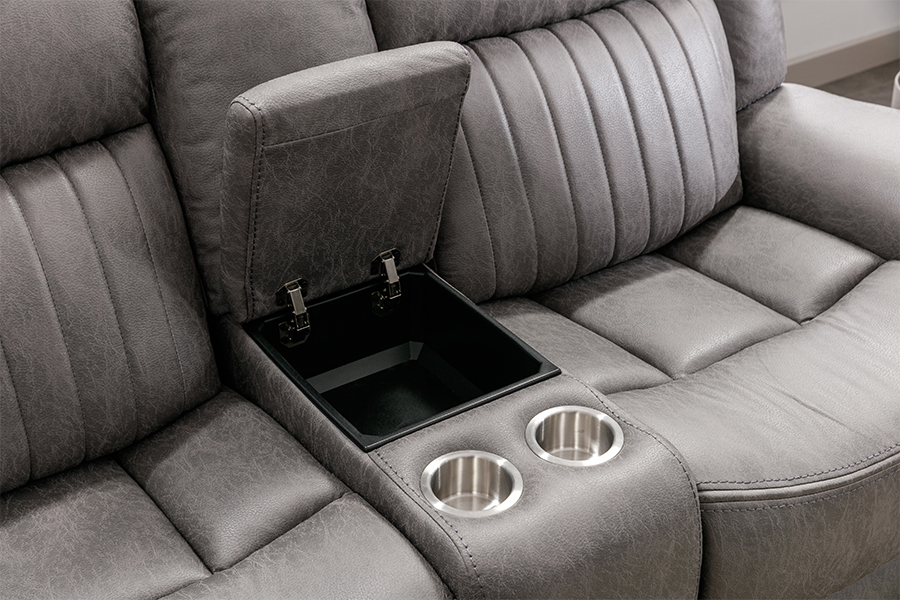 RC-7756 Polyester Tech Fabric Manual Reclining Loveseat with Console