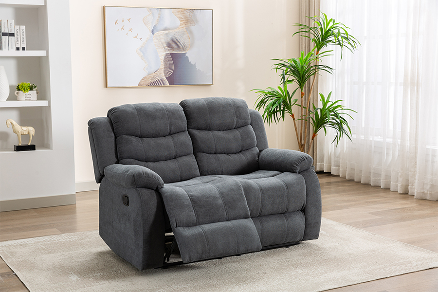 RC-9006 Polyester Fabric Manual Reclining Loveseat with Padded Pillow-top Arms