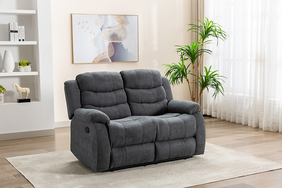 RC-9006 Polyester Fabric Manual Reclining Loveseat with Padded Pillow-top Arms