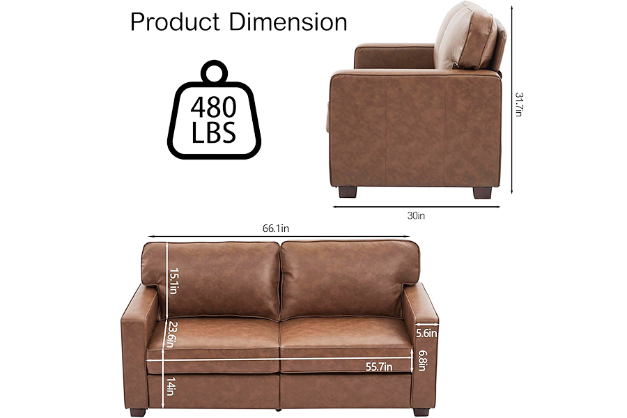 PU Faux Leather Couch,Chair(SF021-BR-S)/Loveseat(SF021-BR-M)/Sofa(SF021-BR-L)  