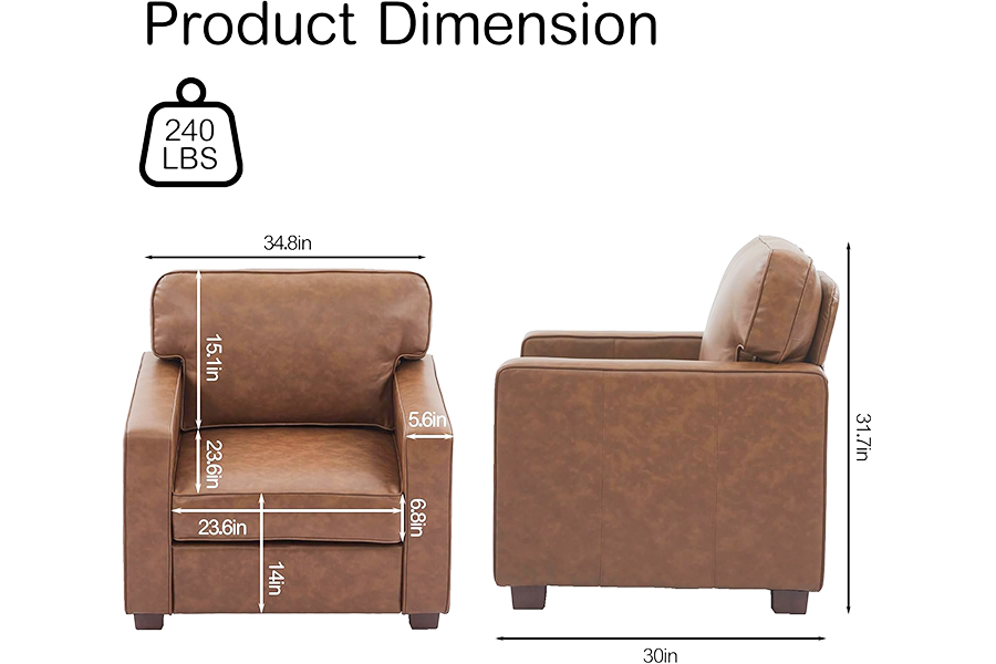PU Faux Leather Couch,Chair(SF021-BR-S)/Loveseat(SF021-BR-M)/Sofa(SF021-BR-L)  